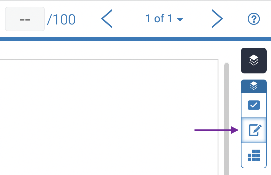 Screenshot highlighting the pencil and paper icon in a Turnitin submission