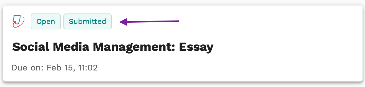 Screenshot highlighting the Submitted label in a Turnitin assignment