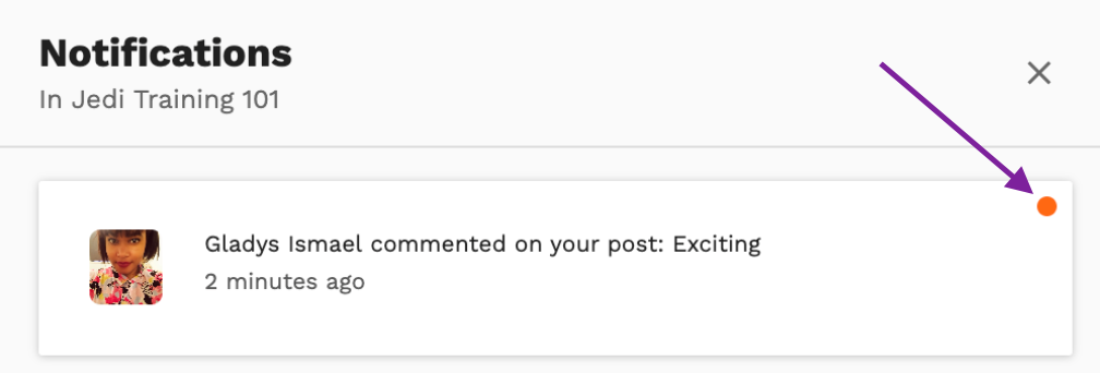 Screenshot showing an open notification