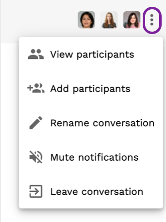 Screenshot highlighting the three-dots button in a Message window