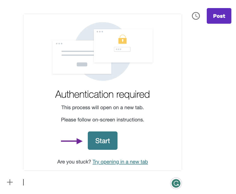 Screenshot of the authentication page