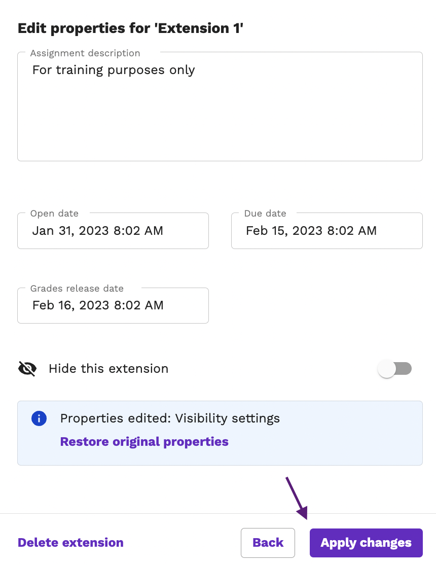 Screenshot highlighting the Apply Changes button