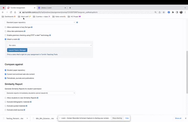 GIF showing how to import a rubric in Turnitin