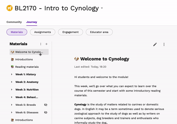 gif showing the cursor clicking on the three dots, then on Export Page