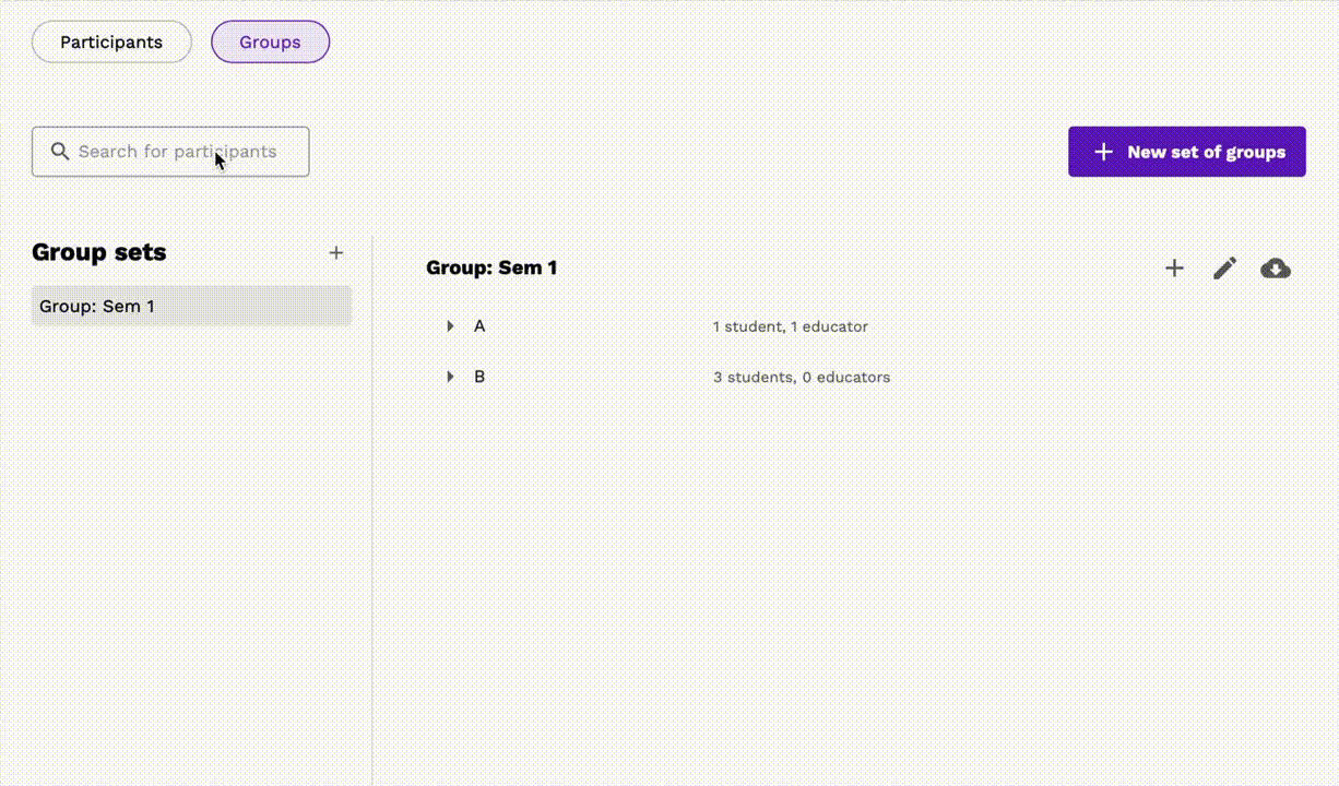 GIF showing how to search for a student in a group by email