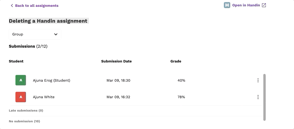 Gif showing a submission being deleted