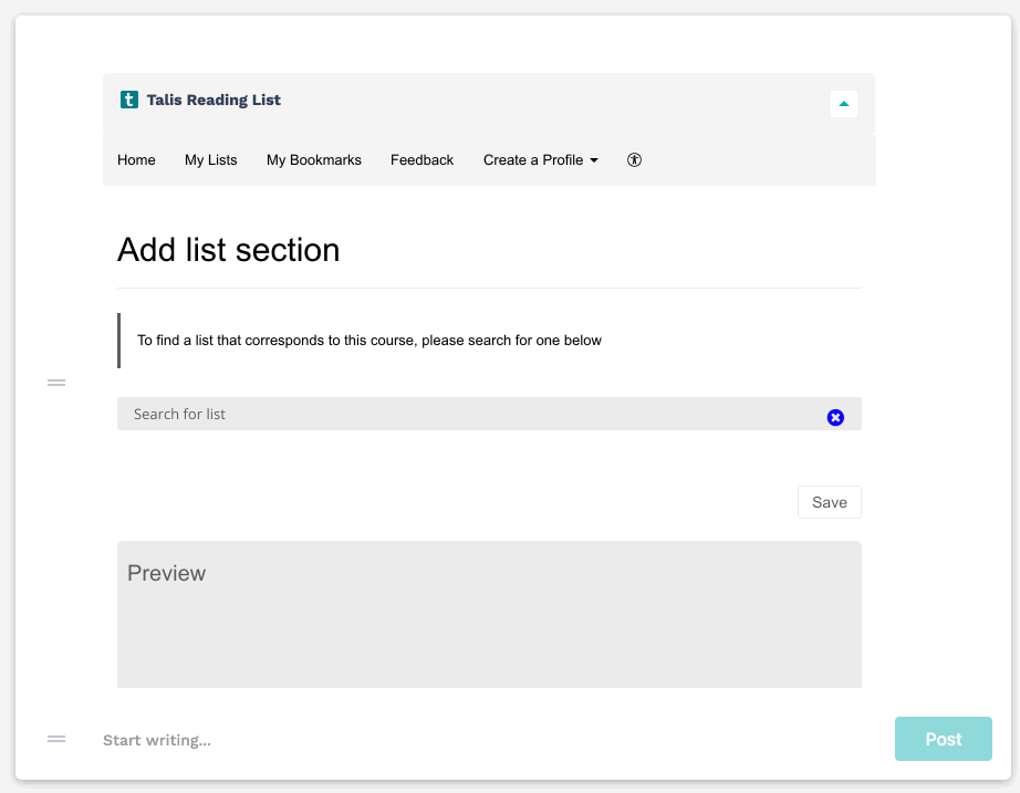 GIF showing how to add a list section