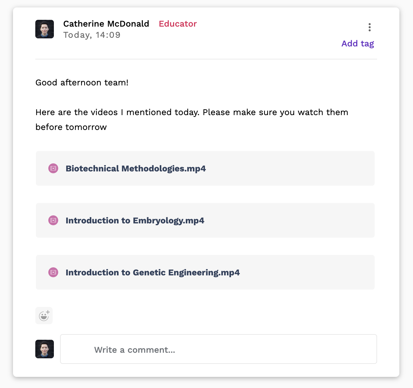 Screenshot of a feed post with 3 uploaded videos