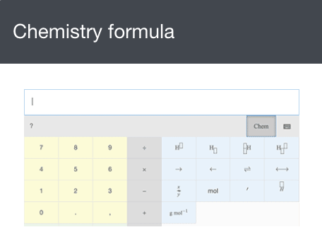 Screenshot of chemistry formular questions