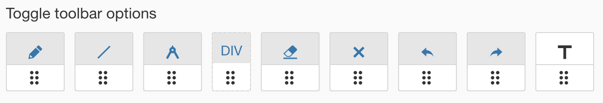 Screenshot of the toggle toolbar options