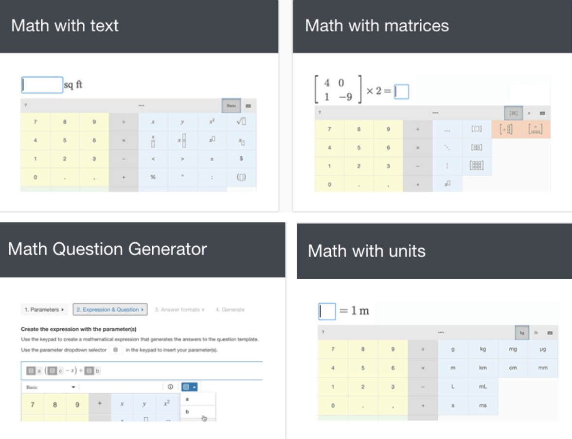 Screenshot of math-formula questions