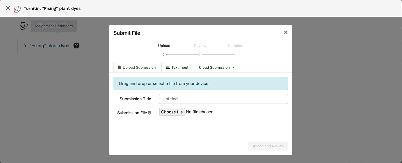 GIF showing how to submit an assignment on Turnitin