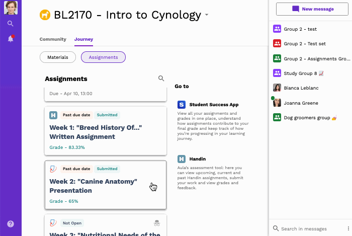 GIF showing how to check feedback in Turnitin