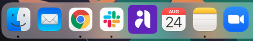 Screenshot of the Aula icon among other apps icons in a Mac