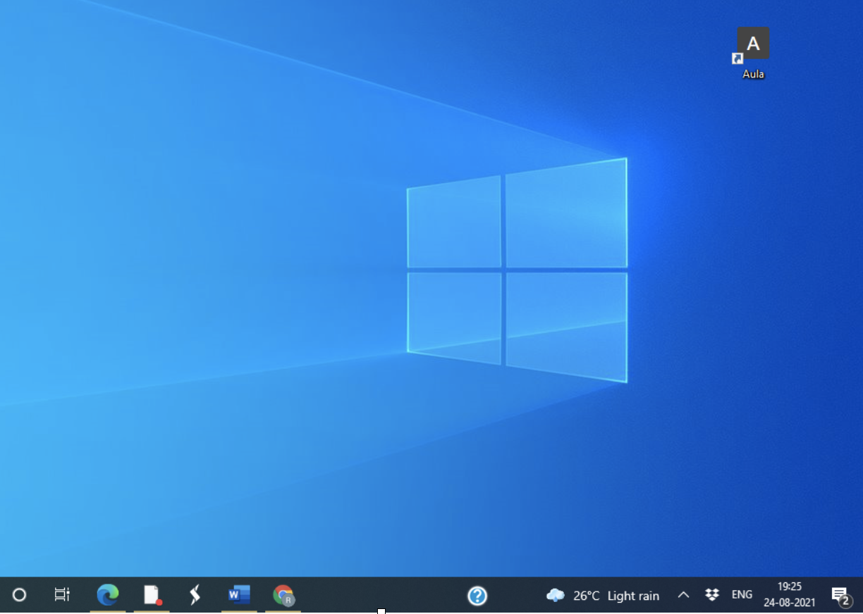 Screenshot of the Windows desktop screen with the Aula icon at the top