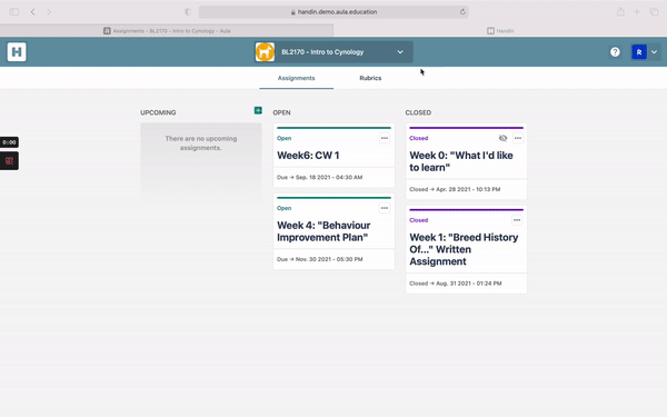 GIF showing how to edit a rubric
