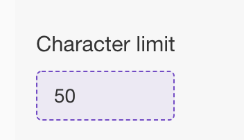 Screenshotof the character limit