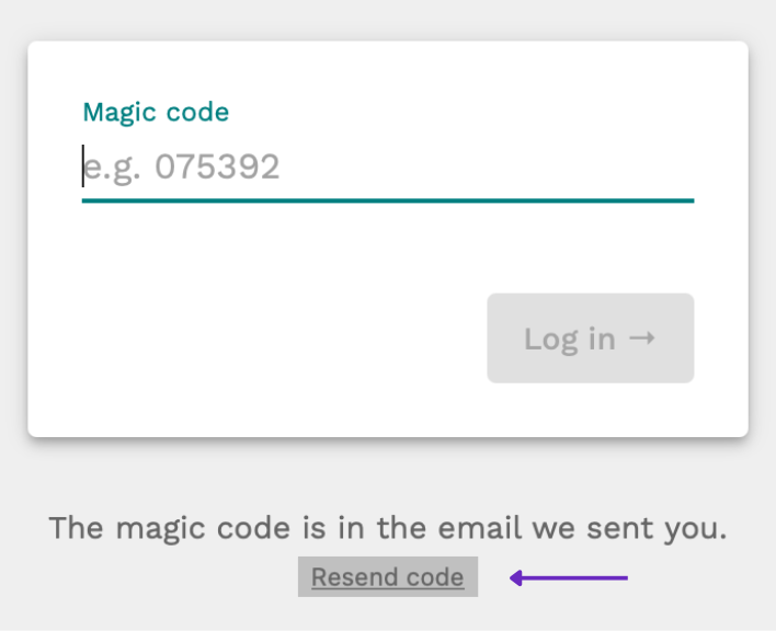 Screenshot of the magic code window